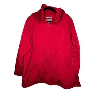Pacific Trail Red Windbreaker Jacket Pockets Zip up plus Sz 2XL W/Hoodie